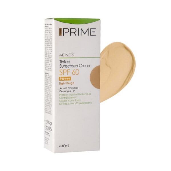 کرم ضدآفتاب رنگی پرایم مدل Acnex SPF60، مناسب پوستهای چرب، حجم 40 میلیلیتر