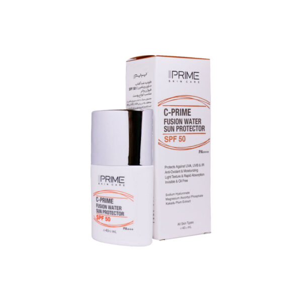 فلوئید ضد آفتاب پرایم مدل فیوژن واتر حاوی ویتامین سی با SPF50 حجم 40 میلی لیتر