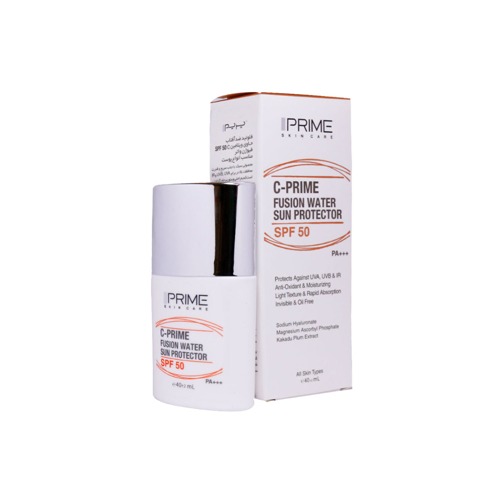 فلوئید ضد آفتاب پرایم مدل فیوژن واتر حاوی ویتامین سی با SPF50 حجم 40 میلی لیتر