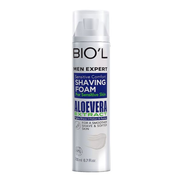 فوم اصلاح مردانه حاوی عصاره آلوئه ورا برای پوست حساس بیول Biol