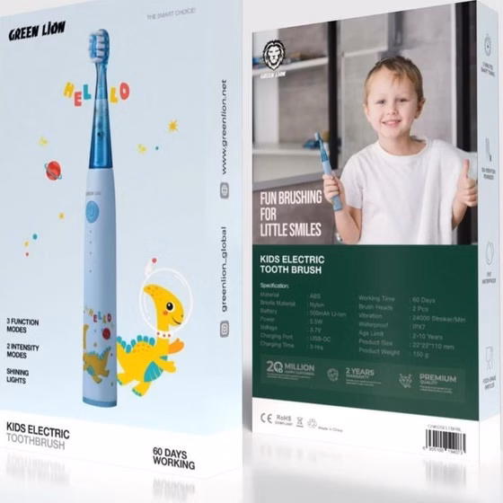 مسواک برقی کودک گرین لاین Green Lion Kids Elecric Toothbrush GNKDSELTBRBL