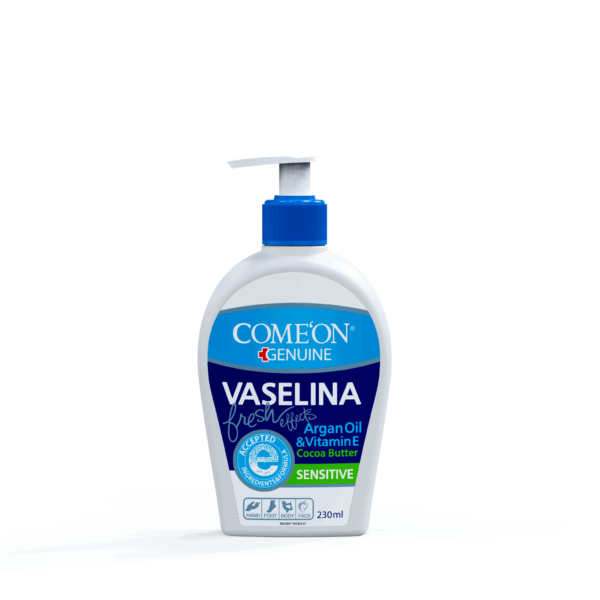 کرم وازلین کامان دارای روغن آرگان و ویتامین E مناسب پوست حساس حجم 230 میلی لیتر