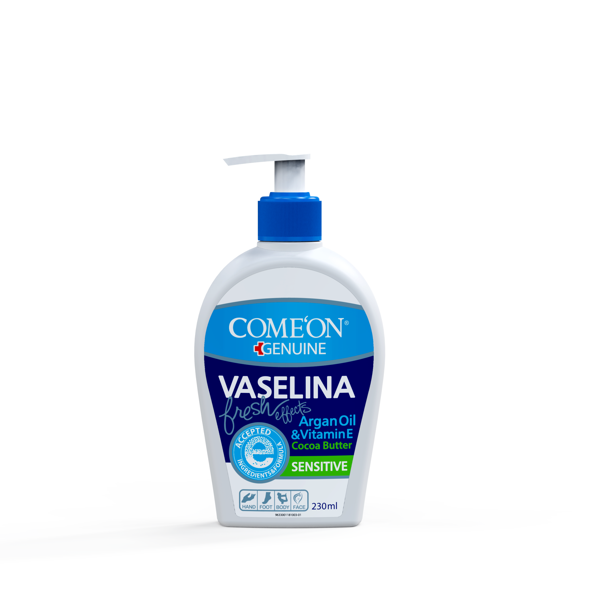 کرم وازلین کامان دارای روغن آرگان و ویتامین E مناسب پوست حساس حجم 230 میلی لیتر