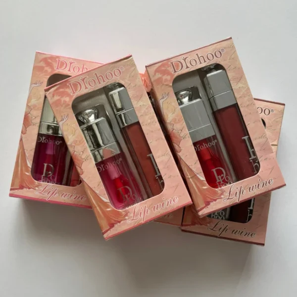 پک دوتایی لیپ گلاس و بالم لب حرارتی طرح دیور drohoo