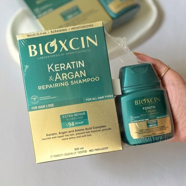 شامپو ضد ریزش و ترمیم کننده کراتین و آرگان بیوکسین جایزه دار[300ml+100ml] BIOXCIN KERATIN & ARGAN