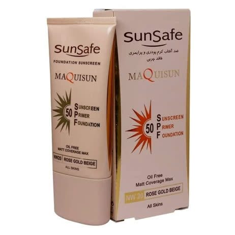 ضد آفتاب کرم پودری و پرایمری مکیسان SPF50 سان سیف Sunsafe Maquisun