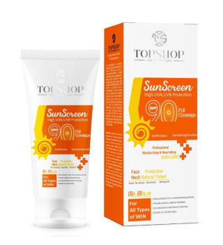 کرم ضد آفتاب بی رنگ تاپ شاپ با SPF90 مناسب انواع پوست حجم 50 میلی لیتر Topshop Sun Screen