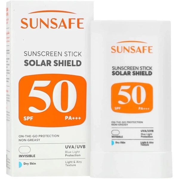 ضد آفتاب استیکی سولار شیلد بی رنگ سان سیف | مناسب پوست خشک SPF50