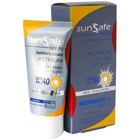 کرم ضد آفتاب فاقد چربی spf40 آقایان سان سیف مناسب برای انواع پوست 50 گرم